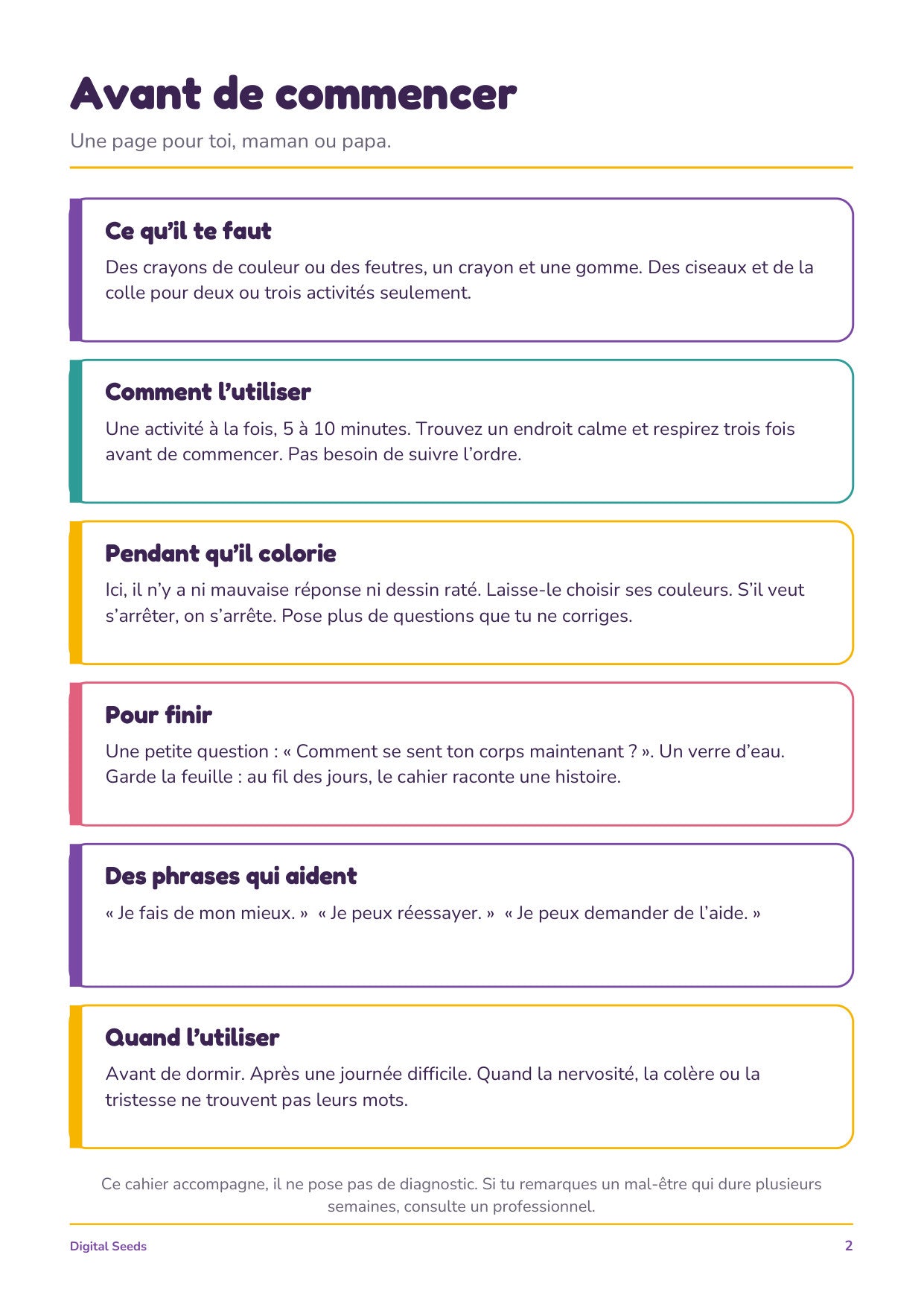 Page de guide pour maman ou papa